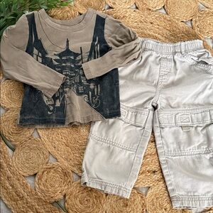 Vintage Baggy Circo Carpenter Pants with Tea Collection Tee. Size 3t